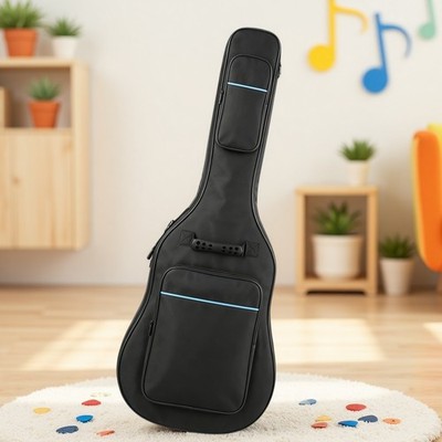 41'' Acoustic Guitar Gig Bag - Padded Waterproof Handle Backpack Blue Trim Black