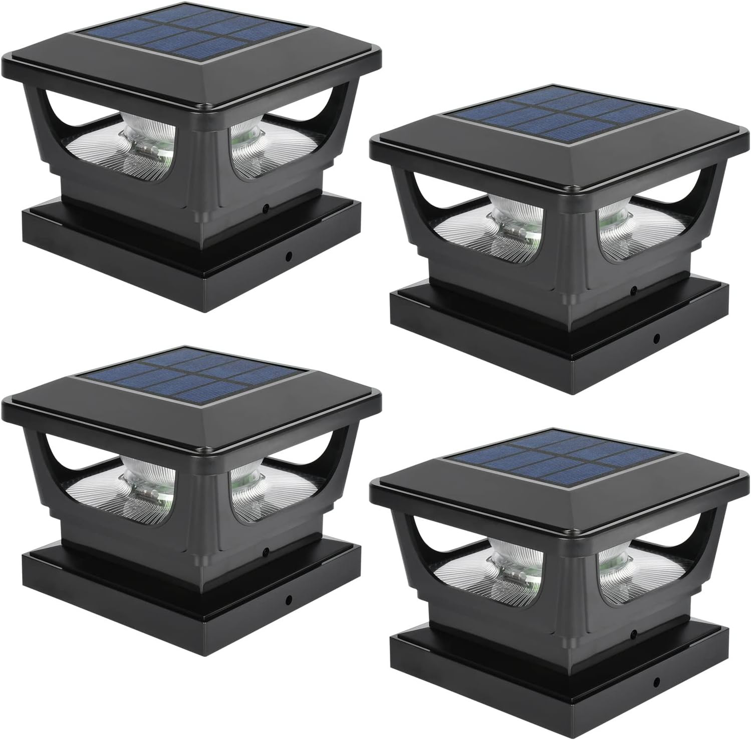 Solar Post Lights, 6000K Cold White Solar Post Cap Light Fits 4 X 4 Wood, 3X3 &