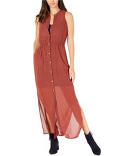 Michael Kors Womens Sleeveless Shirt Dress, Orange, Petite, P