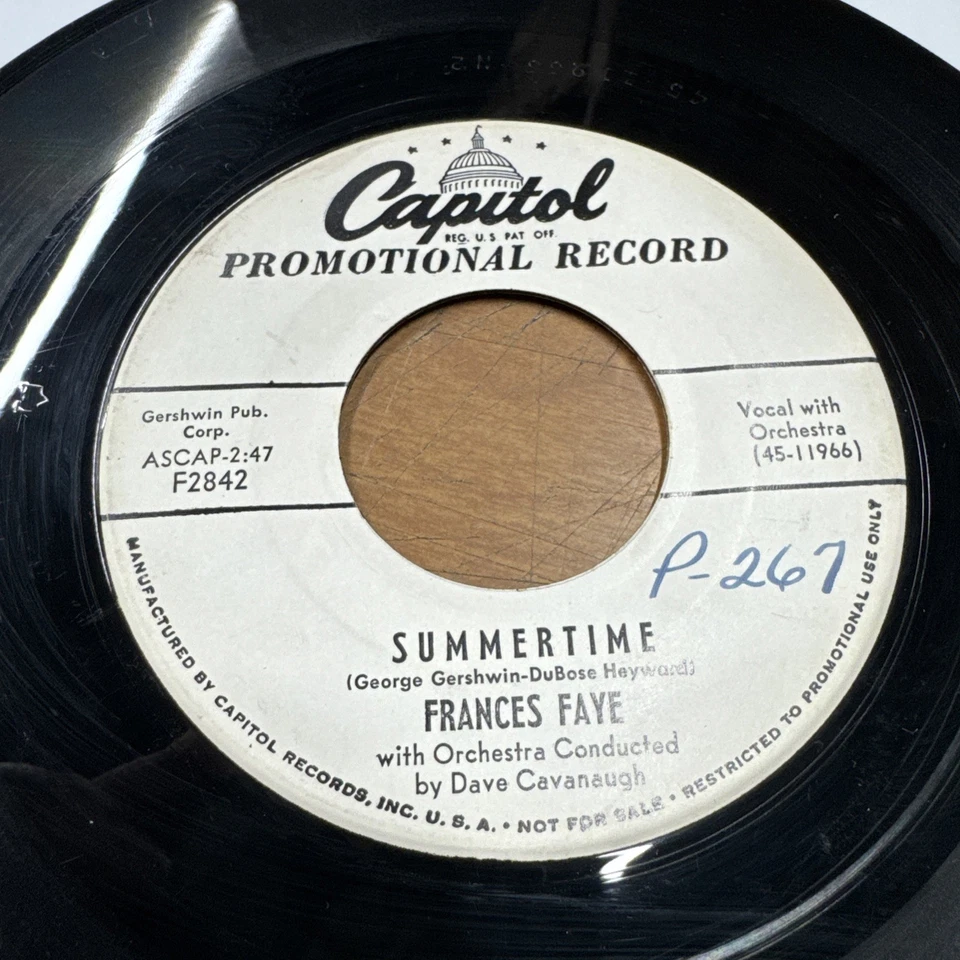 Frances Faye - Summertime / Mad About The Boy 45 ~ 1954 Capitol PROMO ~ RARE Foto 2 de 4