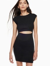Aritzia Wilfred Black Cut Out Knit Bodycon Mini Dress Party Cocktail Size S