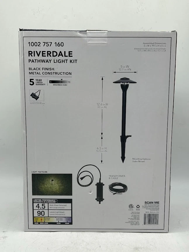 LED Outdoor Black Finish Riverdale Landscape Path Light Kit 6-Pack Hampton Bay - Image 2 of 4