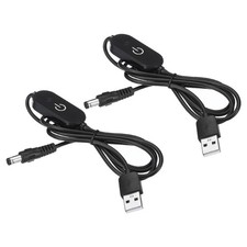USB zu DC Verlängerung Kabel mit Schalter 2stk Adapter Dimmer Steuerung Schwarz