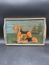 Scottish Terrier 16&rdquo; X 11&rdquo; Inch 1992 Wood And Epoxy Handled Tray