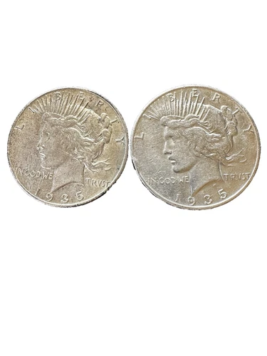 Lot of (2) 1935-S Peace Silver Dollars - San Francisco - AU Details & XF