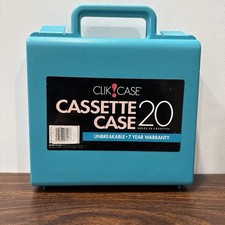 Vintage 1993 Clik Case Cassette Case 20 Teal Turquoise Tape Storage Made USA