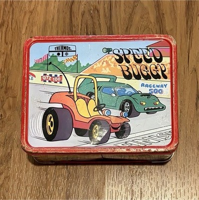 Speed Buggy Metal Tin Lunchbox Red Handle Latch Vintage-Style Lunch Box