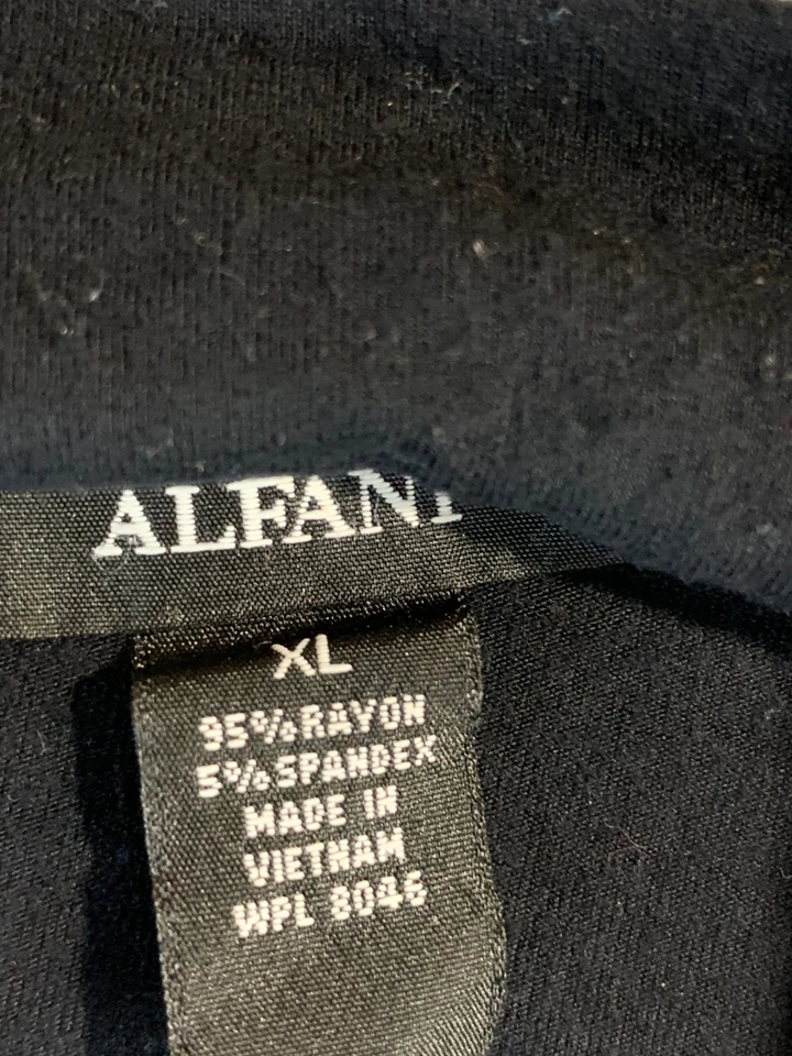 Alfani Top Womens XL Black Stretch Ruffle Trim Long Sleeve Mock Neck Blouse Boho - Image 4 of 4