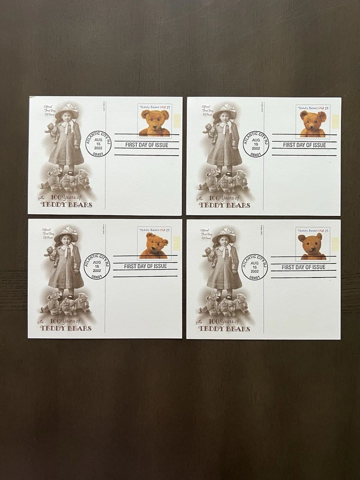 2002 Teddy Bears - Scott UX382-385 - Set of 4 Postcard First Day Issue FDCs - Image 2 of 3
