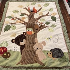 Lambs and Ivy Crib Quilt Comforter Wall Hanging ECHO Woodland Fox Owl Hedgehog