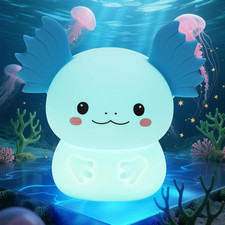 Axolotl Night Light for Kids, 7-Color Changing  3 Adjustable Brightness Leve...