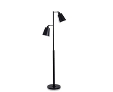 StyleCraft 62 in. Matte Black Floor Lamp with Matte Black Steel Metal Shade