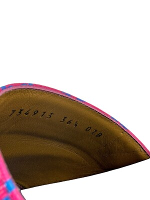 GUCCI 734913 Pink Blue Canvas GG Supreme Joy Angelina Slides 36.5