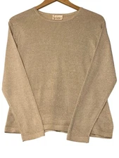 Sarah B Studio Women's Medium Metallic Knit Sweater Crew Long Sleep Silk Blend