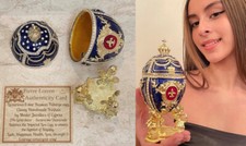 faberge egg TrinketBox Swarovski Diamond Handset Gold Valentines day