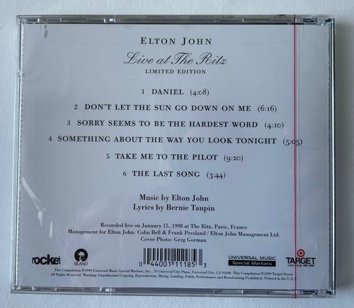 Elton John Live At The Ritz Limited Edition CD, Brand New Sealed - Picture 2 of 3