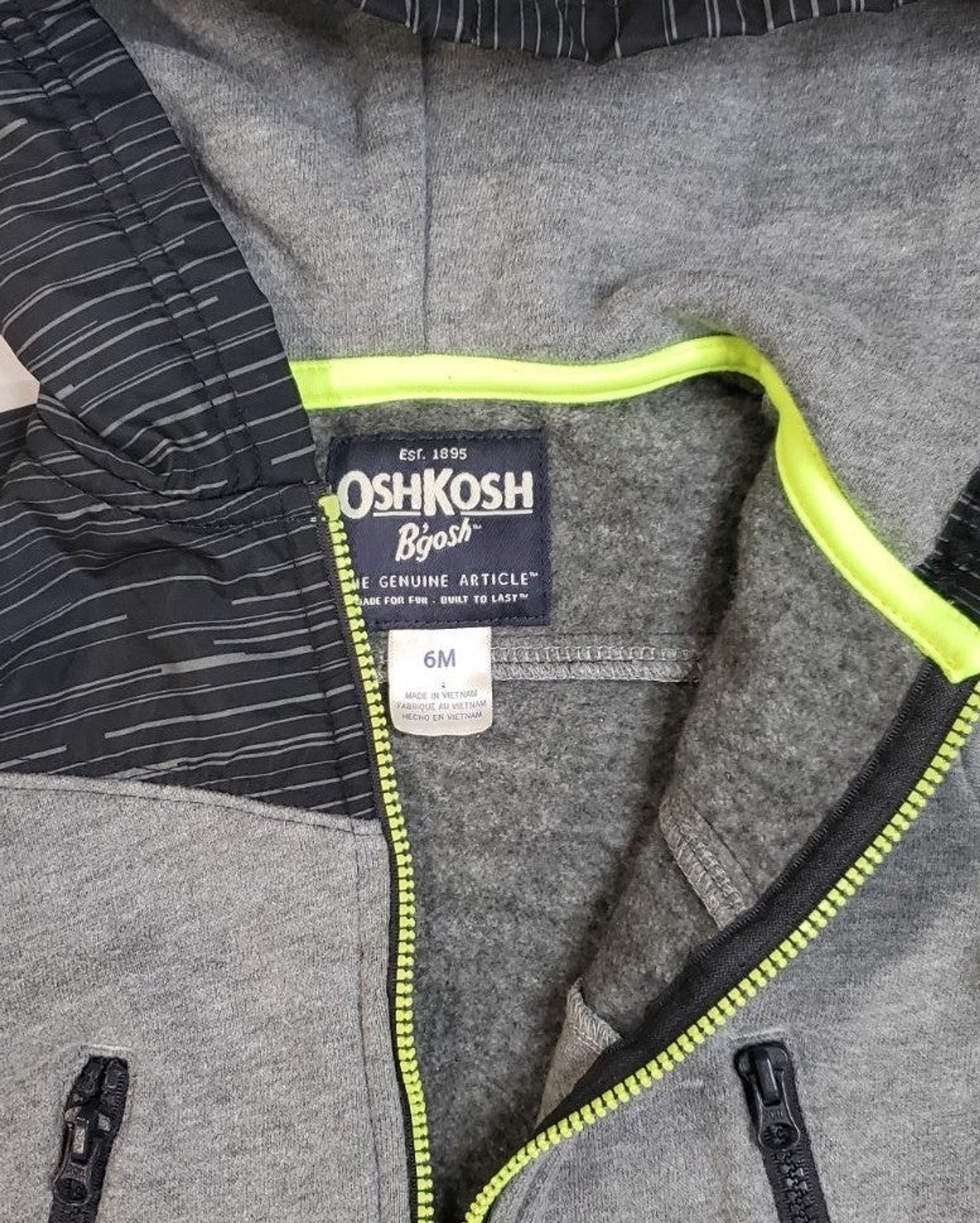 OshKosh track suit boys 6 months black neon gray image 2