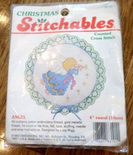Stitchables Counted Cross Stitch Angel 4" Round 8310-1