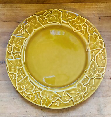 Crate & Barrel Varages 10 1/2'' Dinner Plates Mustard Yellow  Ivy  Made in France