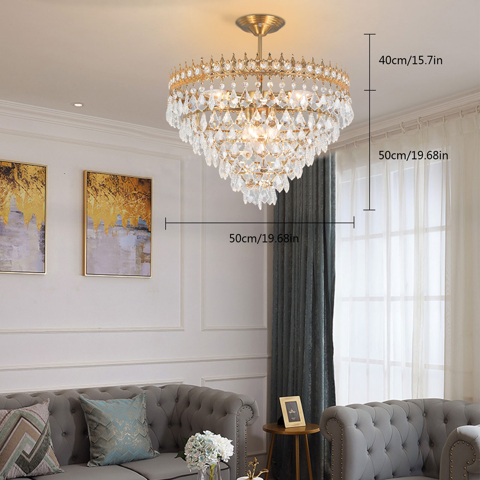 Vintage 8-Light K9 Crystal Chandelier Pendant Lighting Fixture