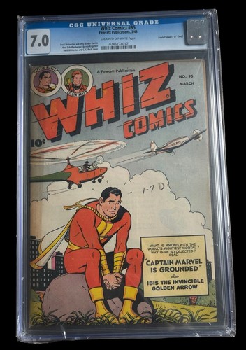 Whiz Comics #95 CGC 7.0 1948 C/OW PGS Fawcett Pub. Davis Crippen “D” Copy
