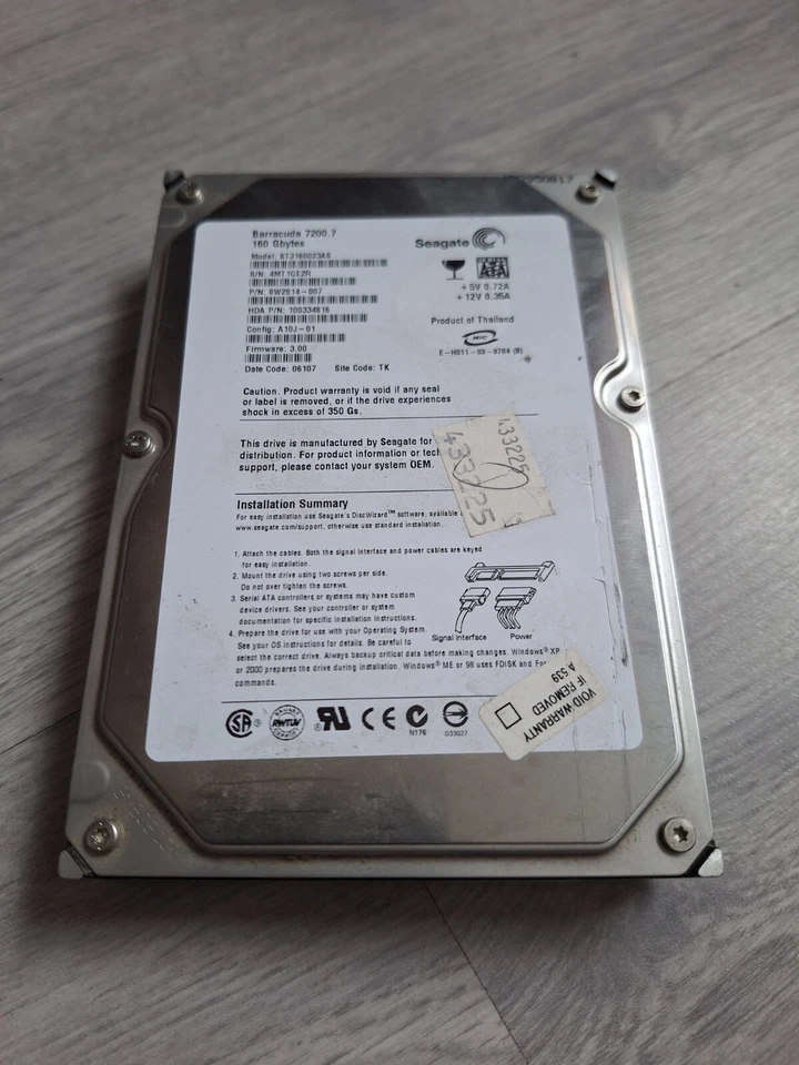 Seagate Barracuda 7200.7 160GB,Intern,7200RPM,8,89 cm (3,5 Zoll) (ST3160023AS)