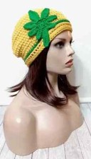crochet-womans-handmade-420-hat-pot-leaf-cannabis-boho-yellow-new