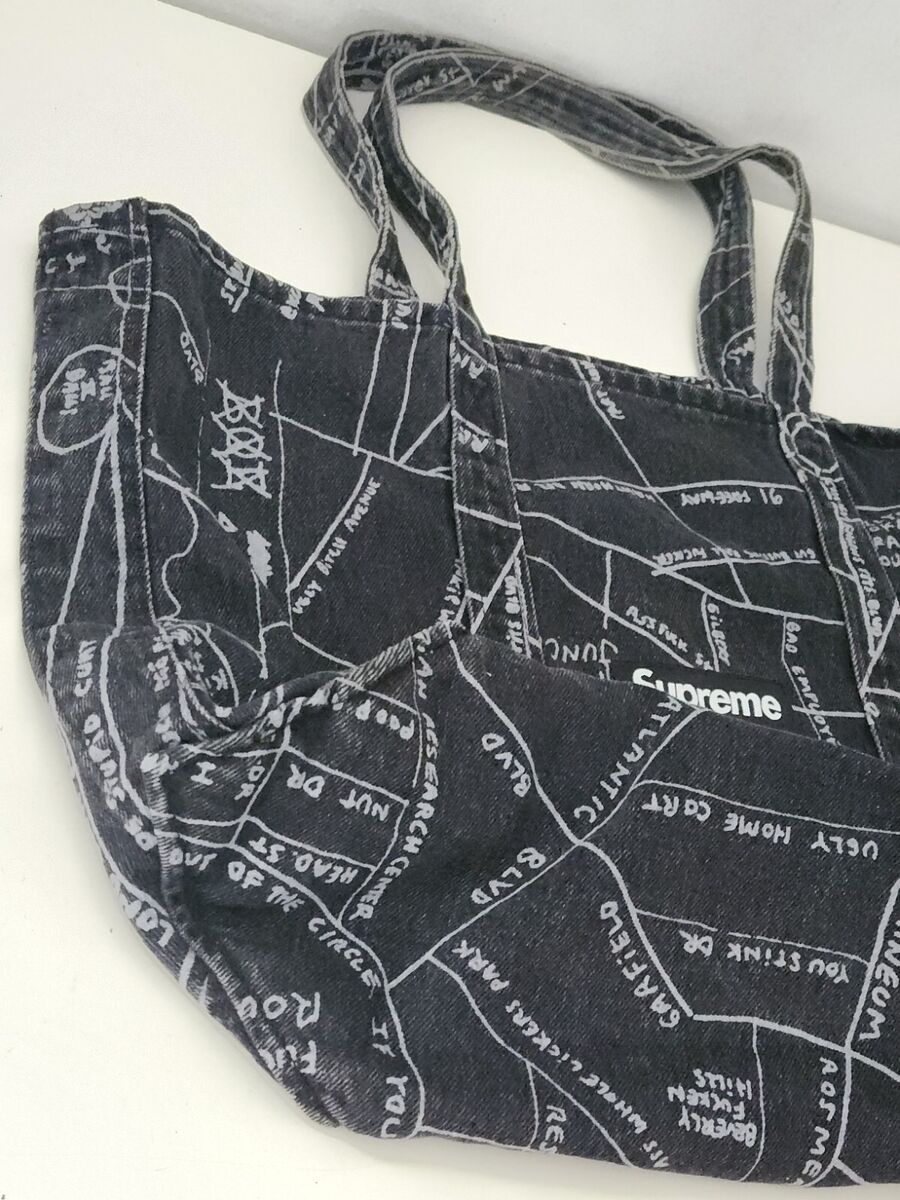 SS19 Supreme Gonz Map Denim Tote Cotton Artwork By Mark SS19 Supreme Gonz Map Denim Tote Cotton Artwork By Mark
