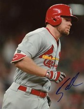 BRANDON MOSS ST. LOUIS CARDINALS SIGNED AUTOGRAPHED ROUNDING BASES 8X10 PHOTO W/