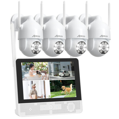 ANRAN 5MP Wireless Security Camera System Outdoor WiFi PTZ 8CH 12'' Monitor 2TB