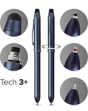 CROSS TECH3+ Dark Blue MULTI-FUNCTION PEN With STYLUS (Bonus Refills) NIB