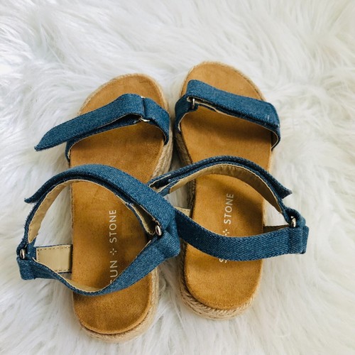 Sun & Stone Girl Kids Sandals 12 Blue Demie Denim Open Toe Casual Shoes New - Picture 5 of 7