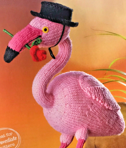 STRICKANLEITUNG Alan Dart Flamenco Flamingo Spielzeug Tanzender Vogel Hut + Blume DK - Bild 3 von 7