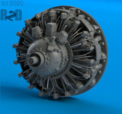 1/32 FAST FIX High-Resolution 3DP Resin R-2800 (LATE) Radial Engine Front NEW