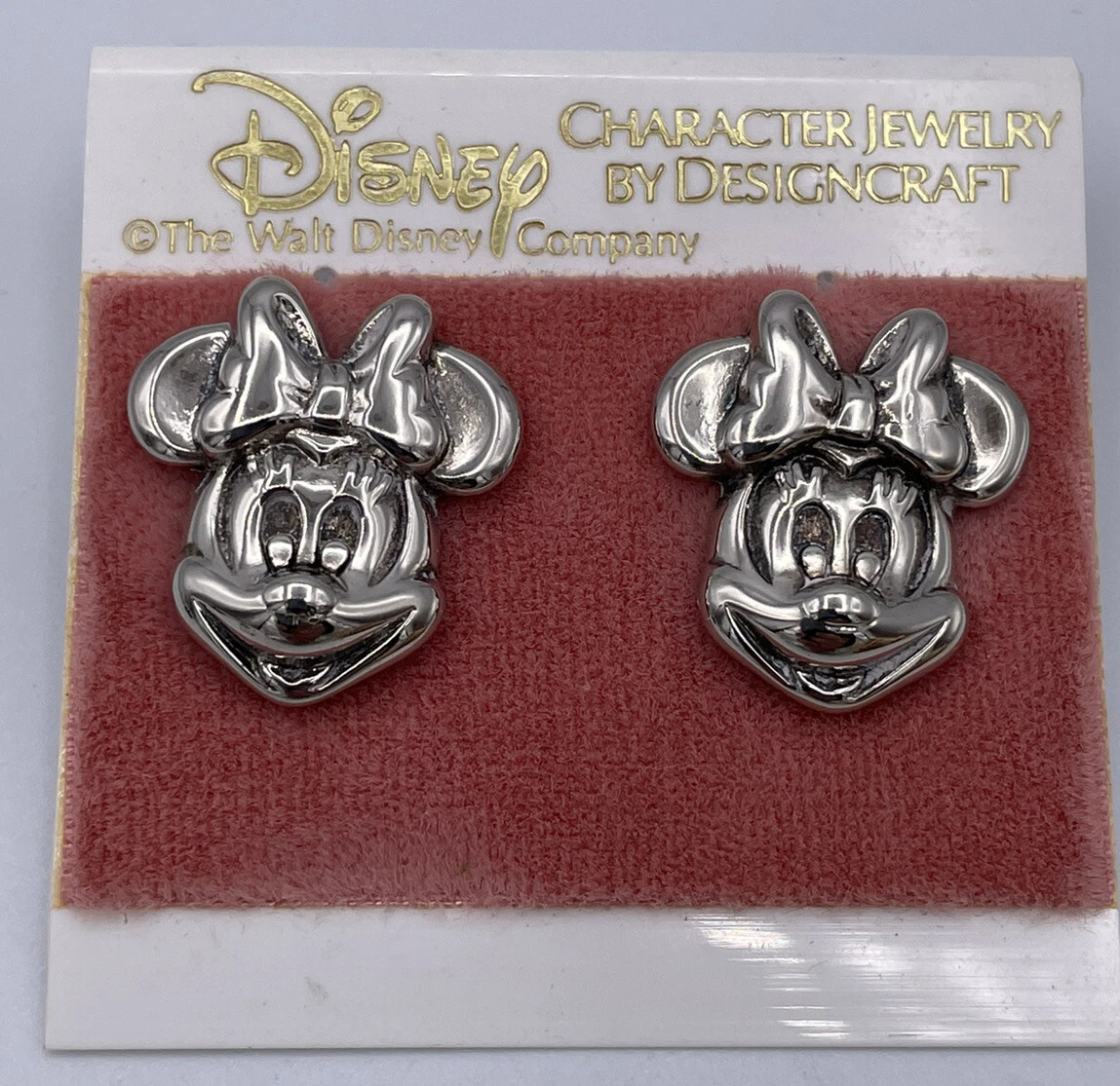 Vintage Sterling Walt Disney Minnie Mouse Earrings Marked Signed 925 Pierced
