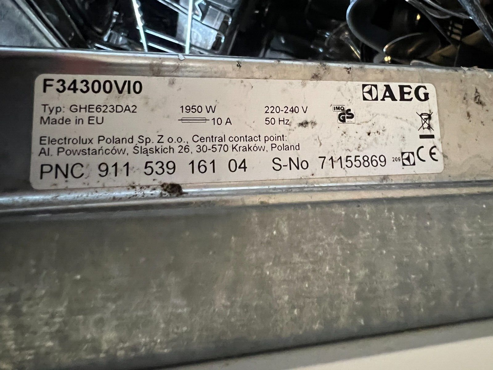 AEG Fully integrated Dishwasher F34300VI0 eBay