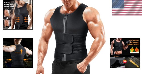 Double Sweat Sauna Vest for Men - Comfort Fit Waist Trainer for Gym Workouts - Picture 2 of 7
