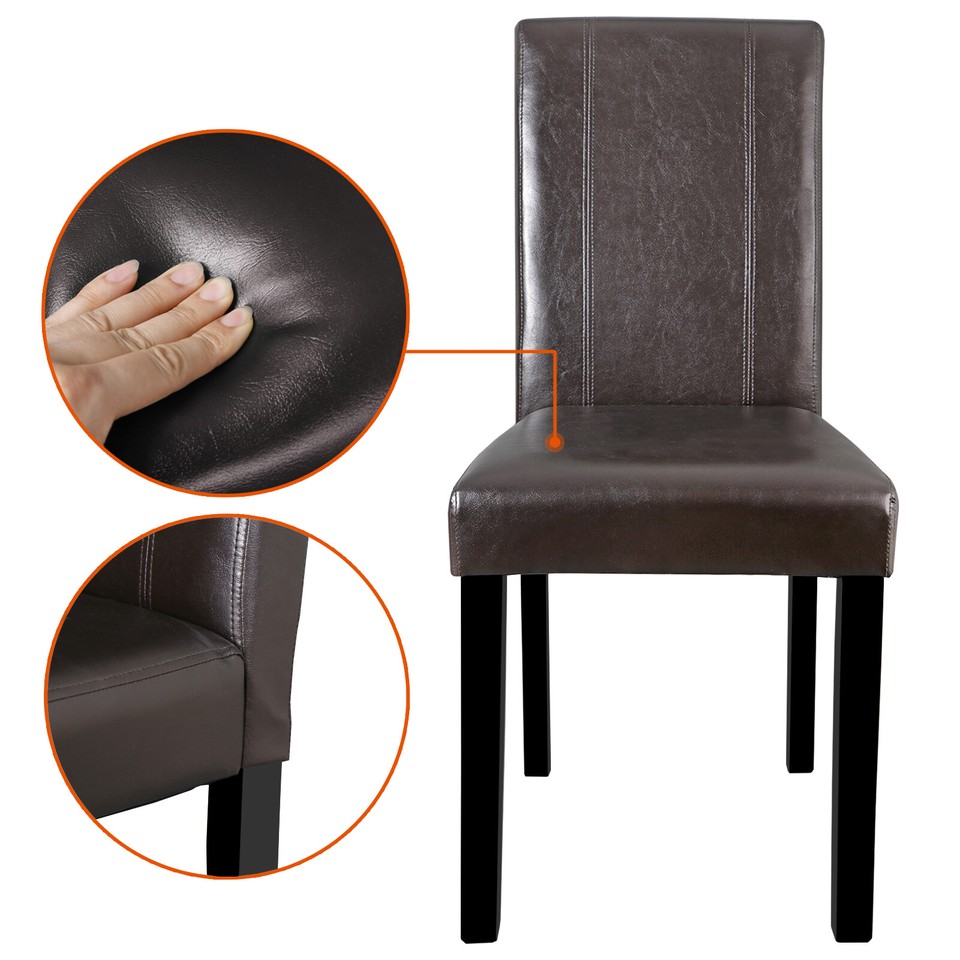 2/4/6/8 Dining Chairs PU Leather Chairs Modern Diner Chairs with Solid ...