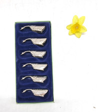 Set ART DECO Stil Messerbänkchen Gänse Schwan Vögel versilbert Tischdeko Besteck