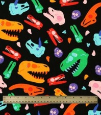 Multicolor Dinosaur Heads Super Snuggle Flannel Fabric 36 x 43"W Fast Shipping