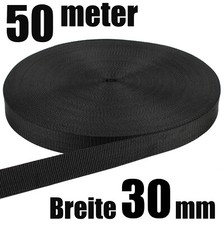 SCHWARZ  30 MM / 50 METER  PP STARK Gurtband Taschengurt Taschenband