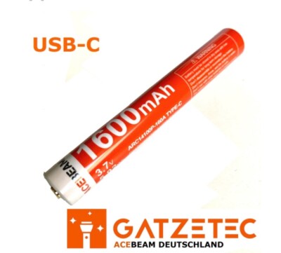 ACEBEAM Ladekabel USB-C mit ARC14100-160A Lithium Ionen Akkupack für Pokelit 2AA