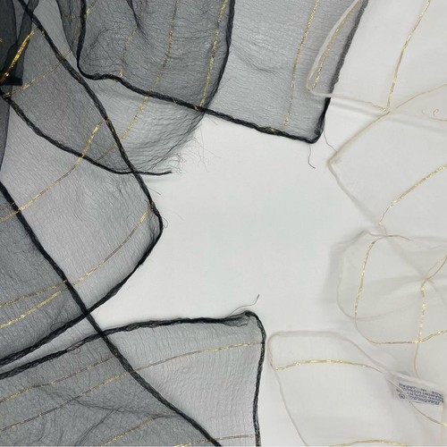 Sciarpe vintage - set di due lurex nero bianco oro usate garza trasparente a righe - Foto 5 di 15