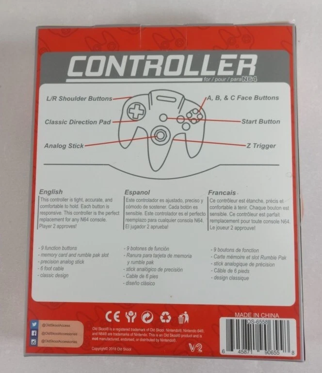 Controller Remote In Red For N64 Brand New OLD SCHOOL. - Image 2 of 2