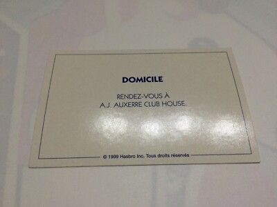HEIMATKARTE RDV AJ AUXERRE MONOPOLY FUSSBALL TOP CLUBS PARKER HASBRO 1999