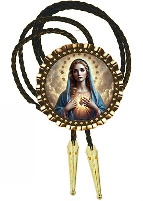 Christian Catholic Faith Virgin Mother Mary Religious Bolo Tie Men's Necktie