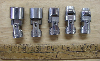 5 Vntg Wright 3/8'' Dr. Universal Wobbler Sockets,3/4'',5/8'',1/2'',7/16'',3/8'',EXC