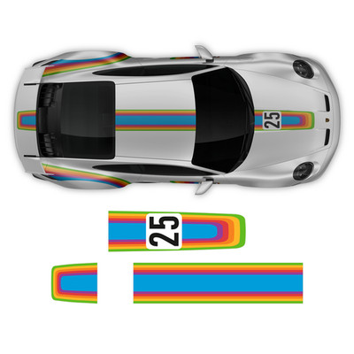 Curved Rainbow style Decals, fit Carrera 996/997/991/992