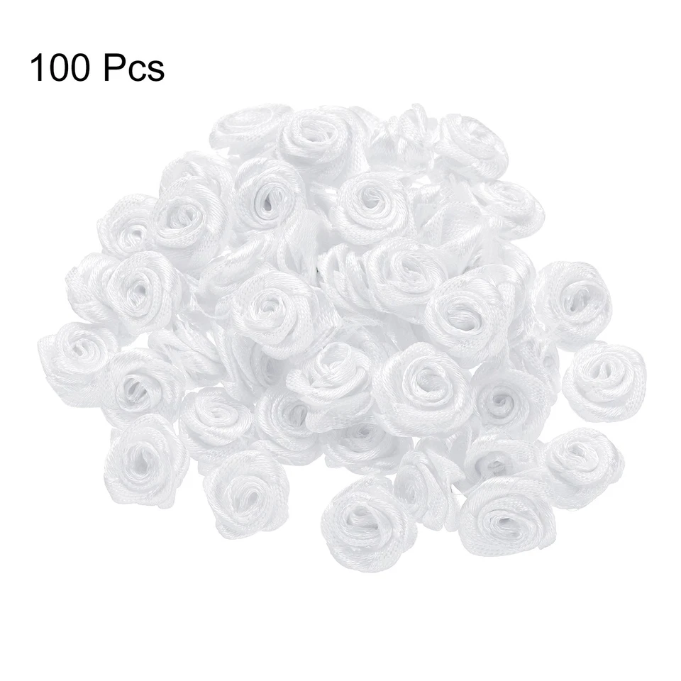 Mini Cinta Rosas 100 Piezas 1.5cm para Artesanía Tela Artificial Flores Blanco Foto 3 de 4
