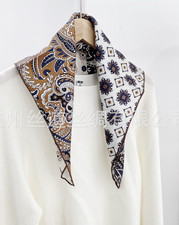 Pure 14 Momme Twill Silk circle Print Scarf Square Shawl 21'' Bandanna Wrap new